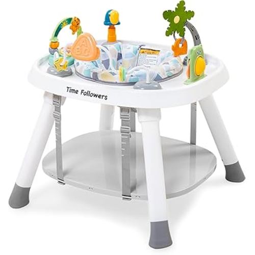Time Followers® 4-in-1 Baby Activity Center | 3 Stage Grow Stationary Standing Toddler Play Table | Tummy Time,Exersaucer, Jumpers & Bouncers | Babies Essential for Baby Ages 6M+