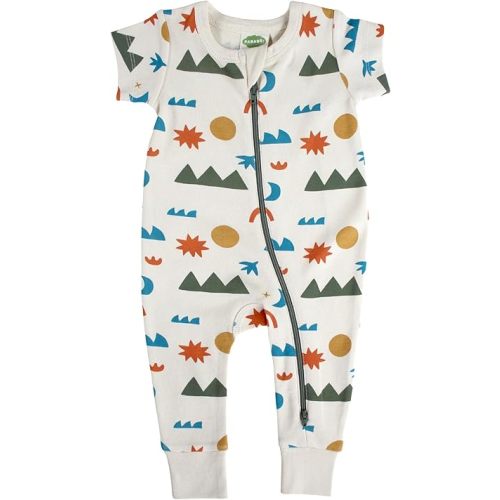 PARADE Organic Signature Print '2-Way' Zip Romper Short Sleeve
