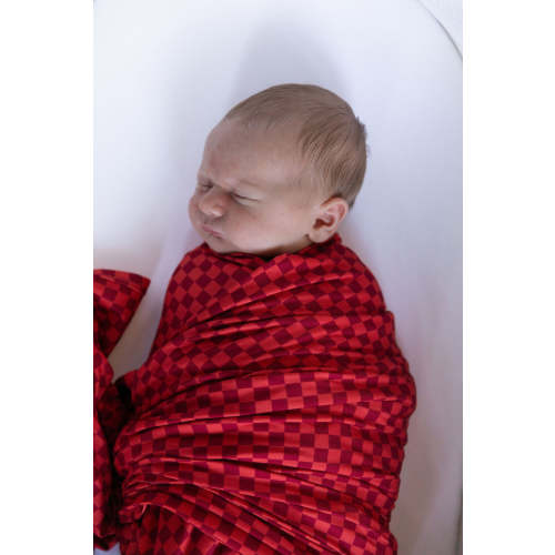 RED MINI CHECKER | SWADDLE