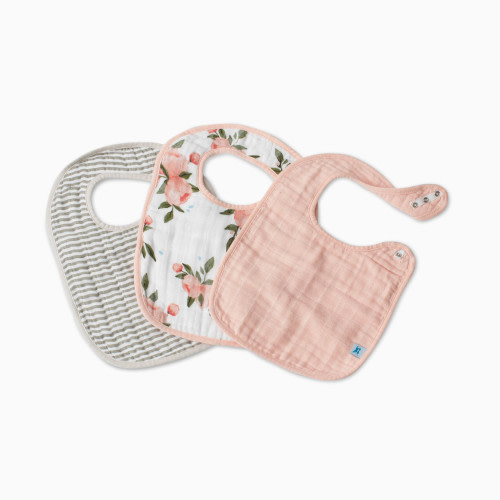 Cotton Muslin Classic Bib (3 Pack) - Watercolor Roses