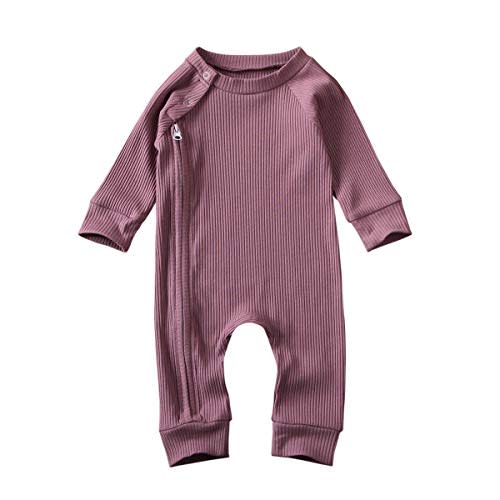 Newborn Baby Boy Girl Romper Clothes Infant Solid Ribbed Onesie Bodysuit Jumpsuit Outfits