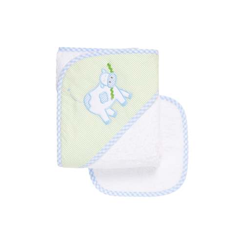 Cow Baby Hooded Towel & Washcloth Set, Blue