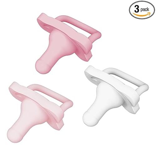 Dr. Brown's Happy Paci 100% Silicone Baby Pacifier, Contoured One-Piece Design, Light Pink/Pink/White, 0-6m, BPA-Free, 3-Pack