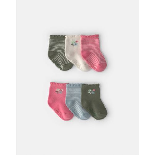 Baby Girl 6-Pack Floral Scalloped Crew Socks | Carter's