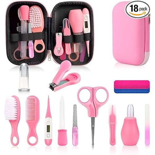 Baby Nail Trimmer Electric,Baby Nail Clippers, 6 in 1 Baby Nail File,Nail File Baby Grooming Kit Manicure Set for Toddler or Adults (Pink 18 in 1)