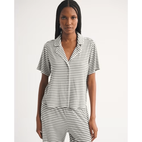 Modal-Blend Lounge Rib Button-Through Shirt Small