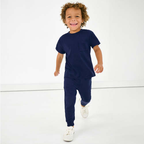 Classic Navy Short Sleeve Relaxed Pocket Tee - Little Sleepies