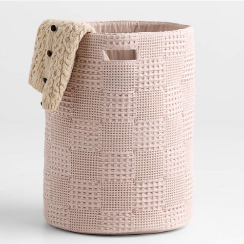 Nella Lilac Rose Cotton Waffle Weave Hamper with Handles