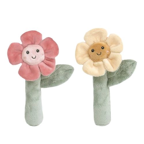 MON AMI Soft Baby Rattle Toy Set of 2 Pcs – 6”, Flower Shaped Plush Stuffed Rattle for Newborns, Babies, Sensory Development Toys for Infants & Toddlers