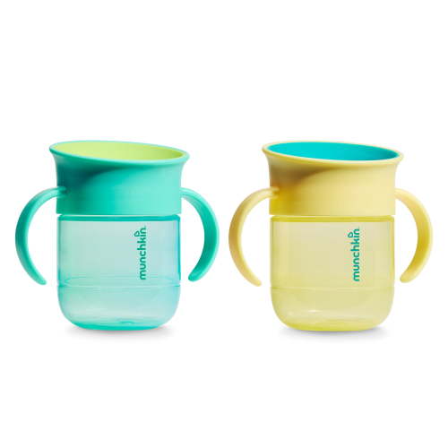 Munchkin Miracle 360 Trainer Cup, Spill-Proof, 7 oz, Blue/Yellow, 2 Pack, Unisex