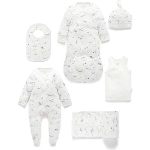 Newborn Hospital Gift Pack 6 Piece Vanilla Nautical Pack - Purebaby | Maisonette