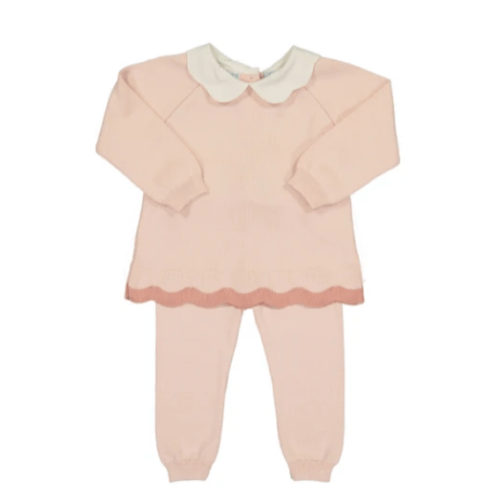 Scalloped Contrast Trim Knit Set | Feltman Brothers