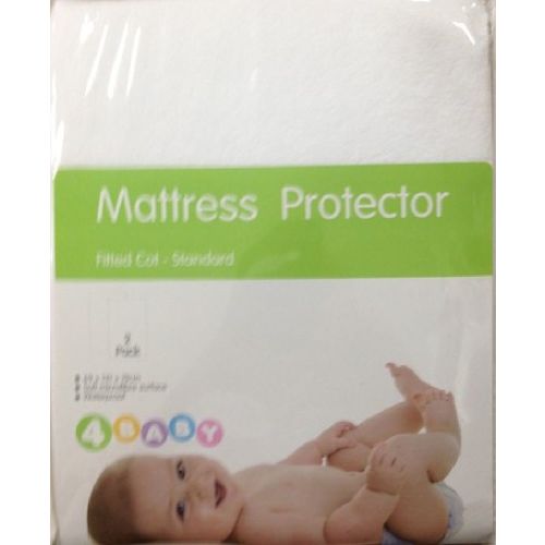 4Baby Standard Cot Mattress Protector 2 Pack White