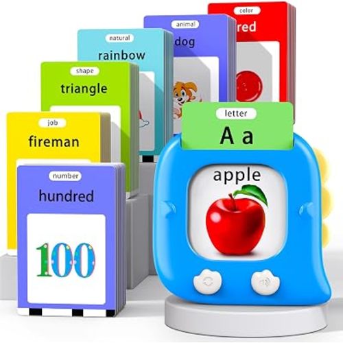 Kidzdo Talking Flash Cards with 560 Sight Word, Christmas Birthday Gifts for 2 3 4 5 6 Year Old Boys Girls, Montessori Pocket Speech Language Therapy Toys, Portable Toddlers Toys for Ages 2-6, Blue