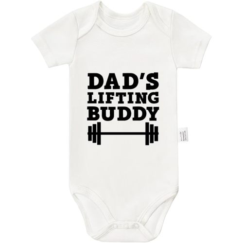 Dad’s Lifting Buddy Bodysuits, Cute Toddler Boy Girl Newborn Cotton Romper Short Sleeve Jumpsuit Outfits 0-24 Months