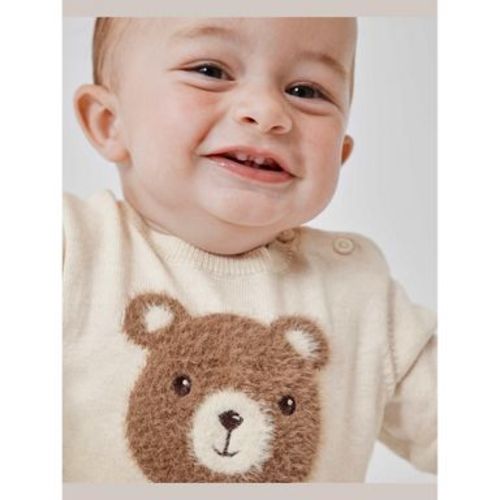 The Children's Place Baby Boys Long Sleeve Intarsia Bear Sweater 2-Piece Playwear Set Tan 6-9 M