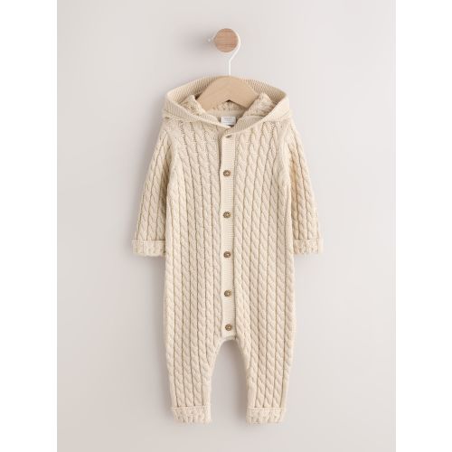 Cream Baby Knit Hooded Romper (0mths-3yrs)