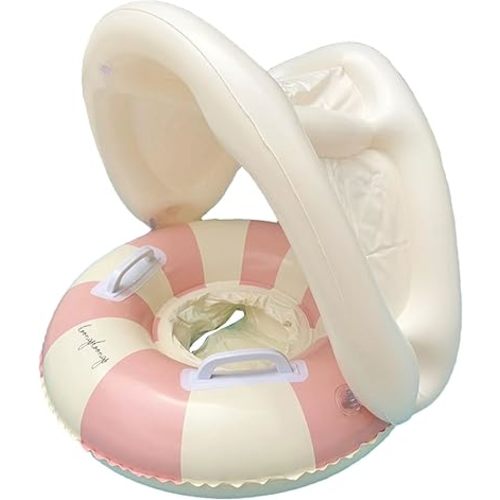 Babyy Pool Float – Sun Protection Ring, Foldable Safety Seat, Retro Swimming Float with Canopy and Sunshade | Long Lasting Perfect Toy for Outdoor Backyard Garden Pool Summer Water Fun Play Use