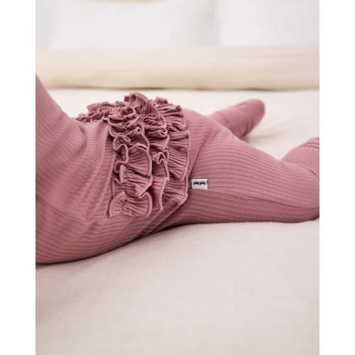 Rosewood Ribbed Ruffle Zippy – Little Sleepies