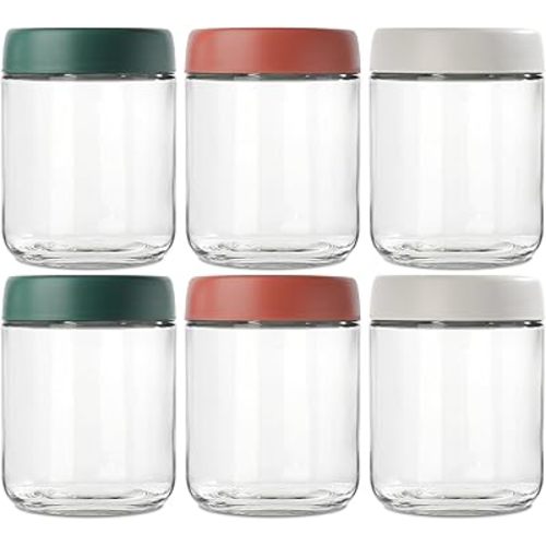 DIMBRAH Overnight Oats Containers with Lids, Mason Jars 16oz with Lids - Set Of 6, Practical Oatmeal Container to Go, Chia Seed Pudding Jars