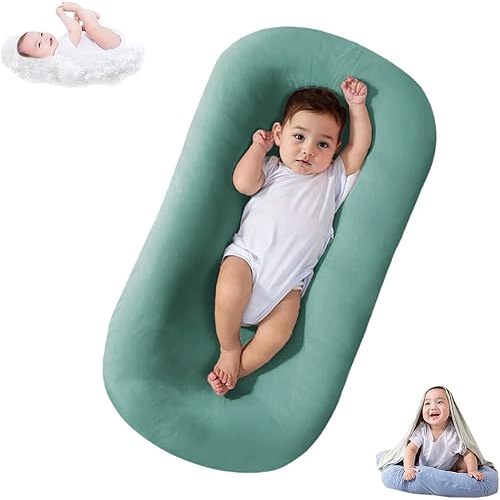 Baby Lounger Bionic Organic Lounger Soft Breathable Baby Lounger for Newborn Infant Babies 0-18 Months (DarkGreen, OneSize)