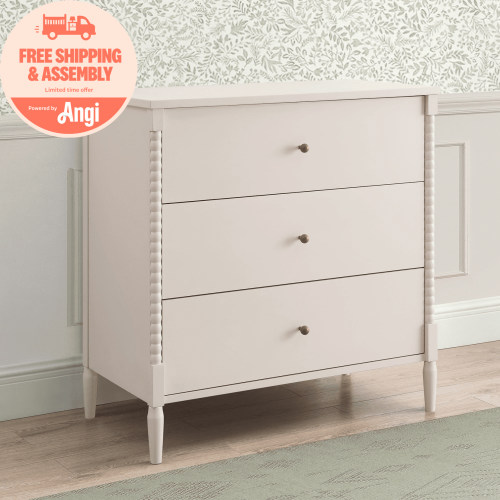 Delta Children Lily 3 Drawer Dresser with Interlocking Drawers, Soft Beige