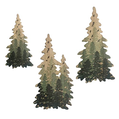 Limygus Wooden Christmas Tree Wall Decor Woodland Rustic Wooden Bushes Wall Art Hanging Decorations Set of 3