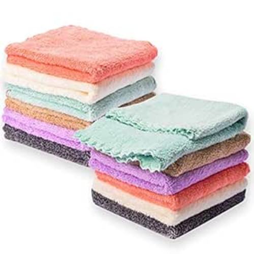 Baby Washcloths 12 Pack 12x12 Inches Microfiber Coral Fleece Extra Absorbent and Soft for Newborns, Infants and Toddlers