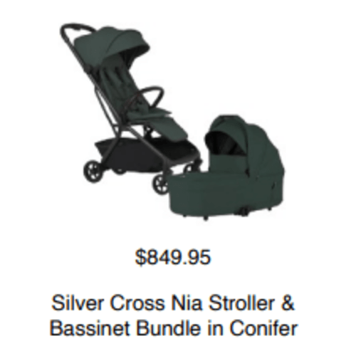 Silver Cross Nia Stroller and Bassinet Bundle in Conifer