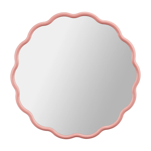 Miroir à bordure ondulée rose