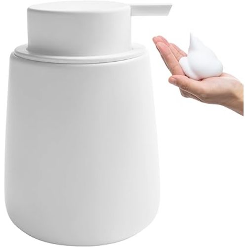 Soap Foaming Dispenser Ceramic with Easy-to-Press Pump Hand Foam Dispenser for Shampoo Bathroom Kitchen 12 oz