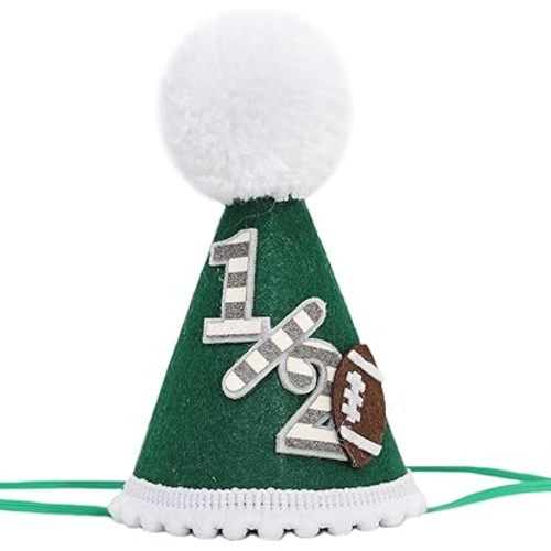 Football 1/2 Birthday Hat - Half 1/2 Birthday Decoration,Boy 6 Month Football Crown,Half Way To Time.