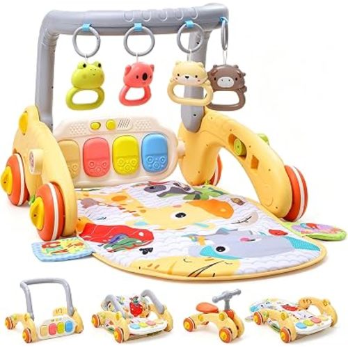 CUTE STONE 5-in-1 Baby Play Mat & Baby Gym, Tummy Time Mat