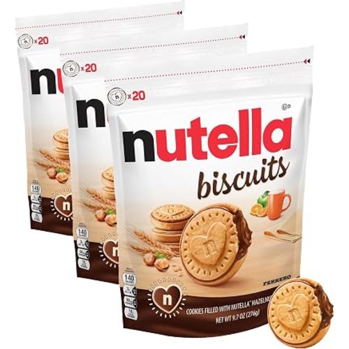 Nutella Biscuits, Hazelnut Spread With Cocoa, Sandwich Cookies, 20-Count Bag (Pack of 3)