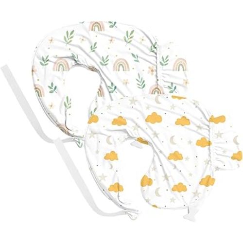 Nursing Pillow Covers Compatible with Breast Feeding Pillow Nursing Pillow (2 Pack Covers-Pillow NOT Included)