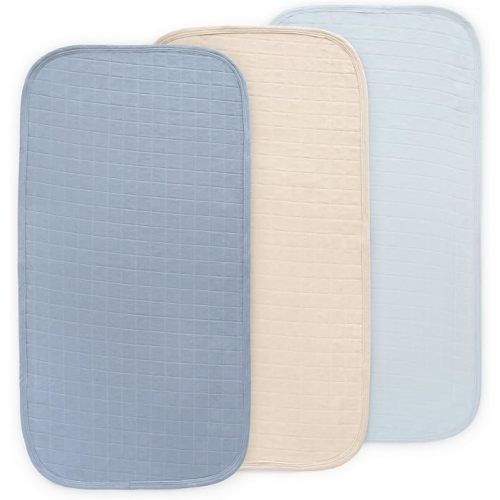 mushie Waterproof Changing Pad Liners | 100% Organic Cotton | Set of 3 (Blue Combo)