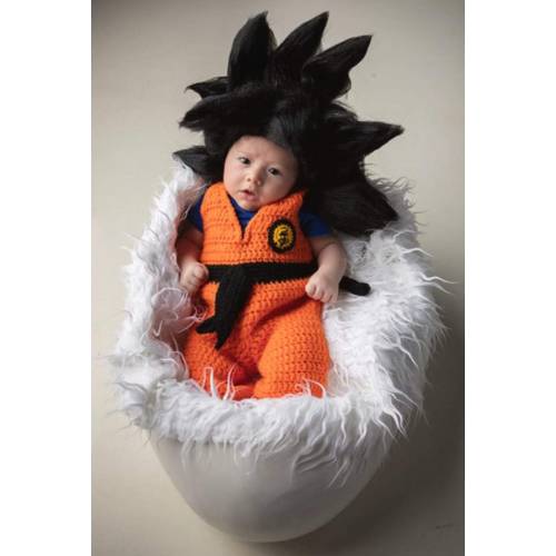Son Goku costume from Dragon Ball for babies made in crochet/crochet