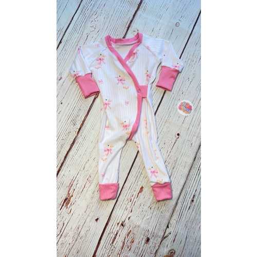 Newborn Baby Girl Wrap Sleeper – Pink Duckling and Bow Romper, Ribbed Pajamas, Best Baby Shower Gift - Etsy