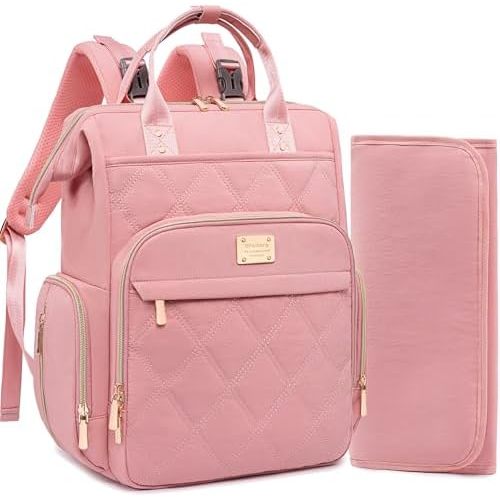 Weitars Diaper Bag Backpack Travel Diaper Backpack, Large Baby Diaper Bag with Changing Pad Baby Bag for Boys Girls (Pink)