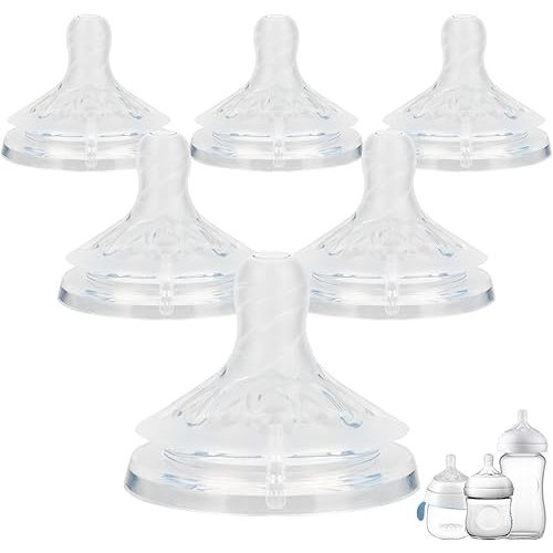 Silicone Bottle Nipples for Philips Avent Natural Baby Bottles,Size 5 Nipple,6m+,Flast Flow, 6 Count