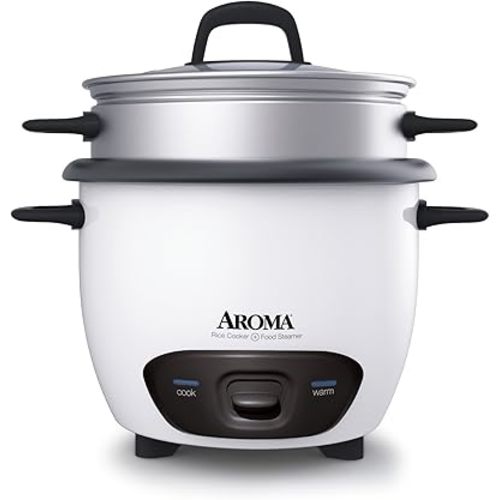 Aroma Housewares 14-Cup (Cooked) (7-Cup UNCOOKED) Pot Style Rice Cooker and Food Steamer (ARC-747-1NG),White