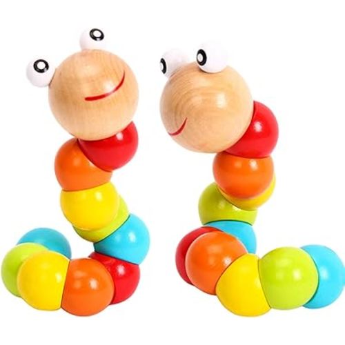 Baby Toys 6 to 12 Months, 12-18 Months, 3-6 Months Developmental, Tummy Time Toys Crawling Toys - Infant Toys - Caterpillar Twisting Baby Boy and Baby Girl Toys (2 Pack) (Rainbow)