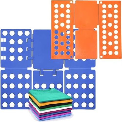 2 PCS Clothes Folding Board for Kid and Adult,T Shirt Folder Laundry Organizer Easy and Fast for Home Organization(Orange and Blue)