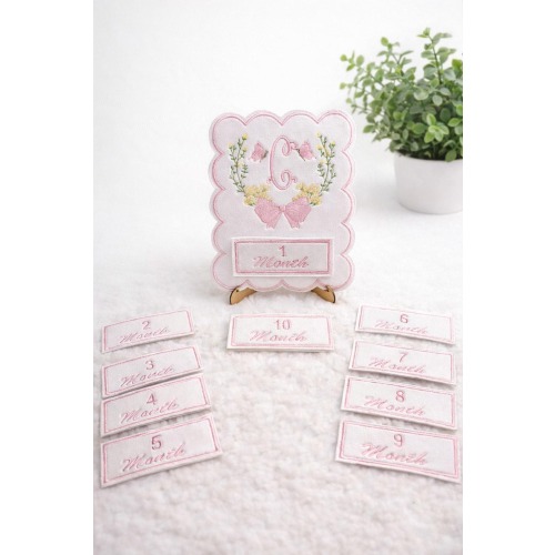 Custom Embroidered Baby Milestone Cards, Rosebud Milestone Cards, Baby Girl Milestone Gift, Baby Shower Gift, Nursery Decor