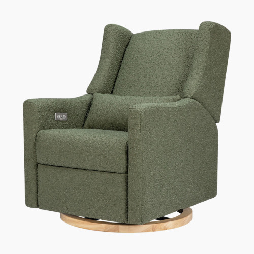 babyletto Kiwi Electronic Recliner and Swivel Glider - Olive Boucle With Light Base