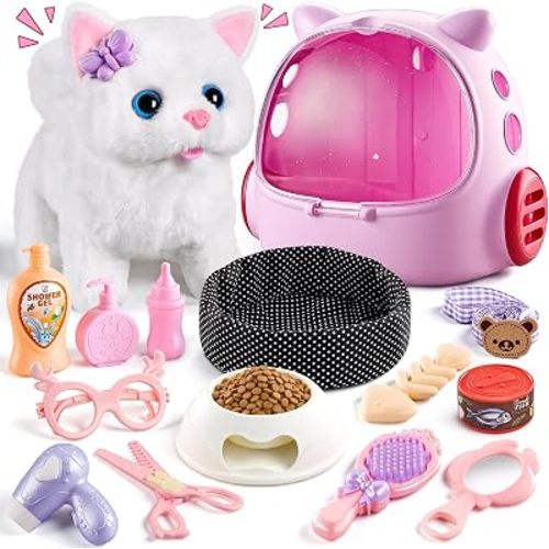 Cat Toys for Kids Girls 3 4 5 6 Year old,Electronic Robot Stuffed Cat
