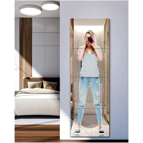 Full Length Mirror for Wall Mounted, Over The Door Mirror, Full Body Mirro Safe Shatterproof Mirrors for Kids, 12 x 12 inch x 4 Pack, Workout Mirrors For Home Gym, Acrylic Plastic Bedroom