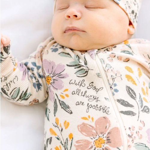 All Things Are Possible Footed Onesie PJ Ribbed Cotton-Bamboo Blend – Holy Pals