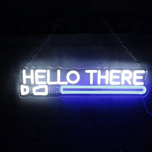 Lightsaber Neon Sign Hello There Neon Sign Usb Power LED Swords Light Wall Decor for Bedroom Living Room Best Gifts for Men Fans