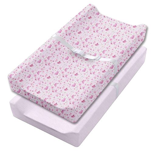 100% Muslin Changing Pad Cover Ultra Soft 120GSM Baby Changing Pad Covers for Girls and Boys - Easy wash Diaper Changing pad Cover with Low Shrinkage (Pack 2)